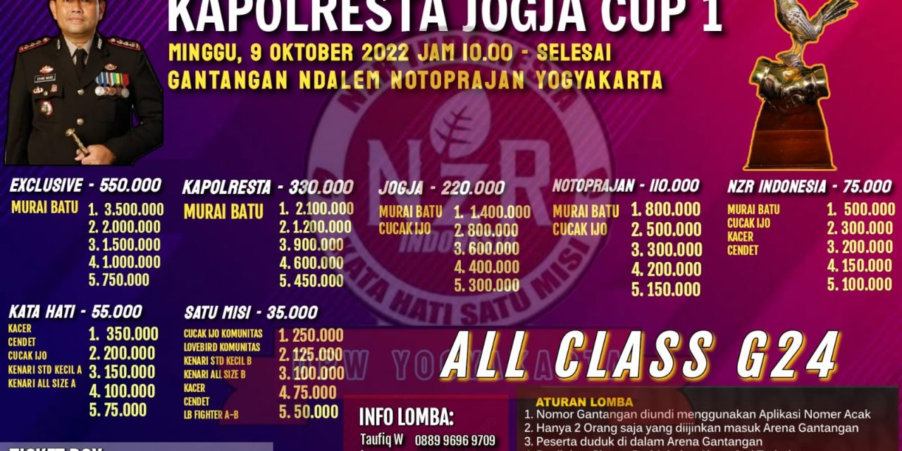 Brosur Kapolresta Jogja Cup 1 Yogyakarta (22/09/2022)