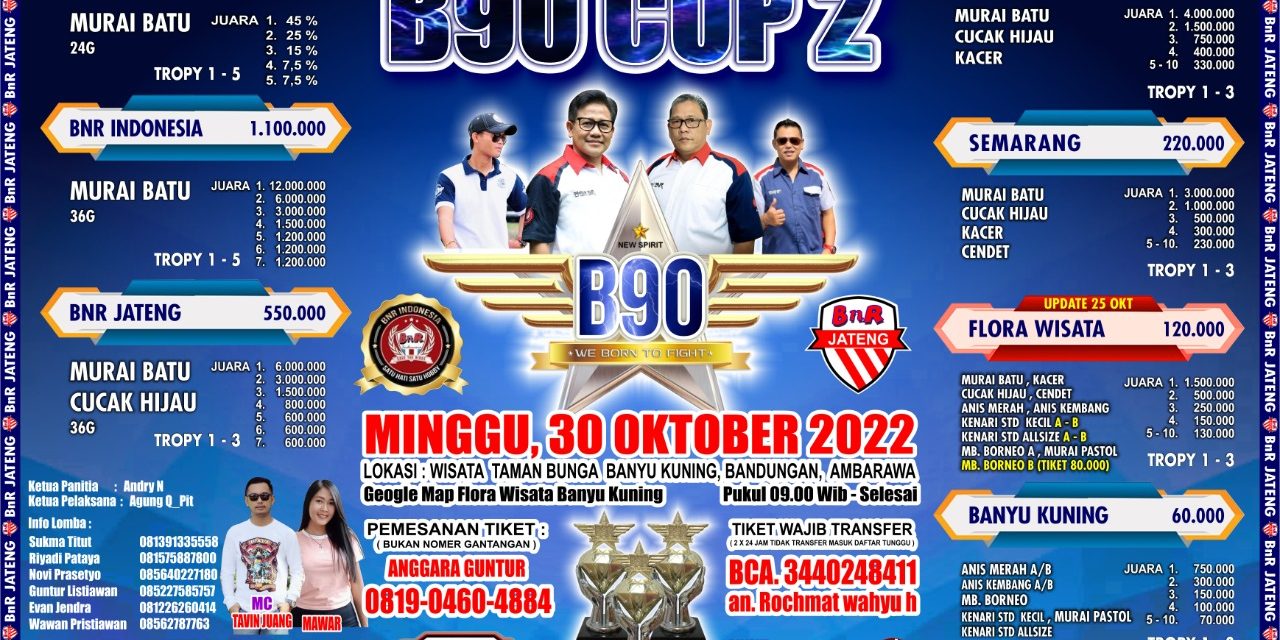 Lomba Plus Wisata Di Gelaran Spektakuler B 90 CUP 2 Bandungan – Lokasi Syahdu, Aman Kabut Dan Pastinya Kemasan Mewah Siap Menyambut Kicaumania(25/10/2022)