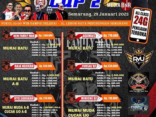 New Family Man Cup 2 Semarang 29 Januari 2023 Spesial Murai Batu & Cucak Hijau 24G Kemasan Ekslusive & Sistem Penilaian Terbuka